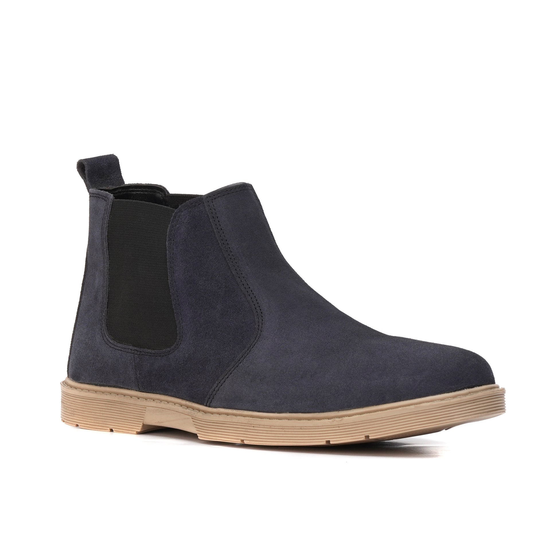 8017-Blue Suede Chelsea Boots - DeVogue