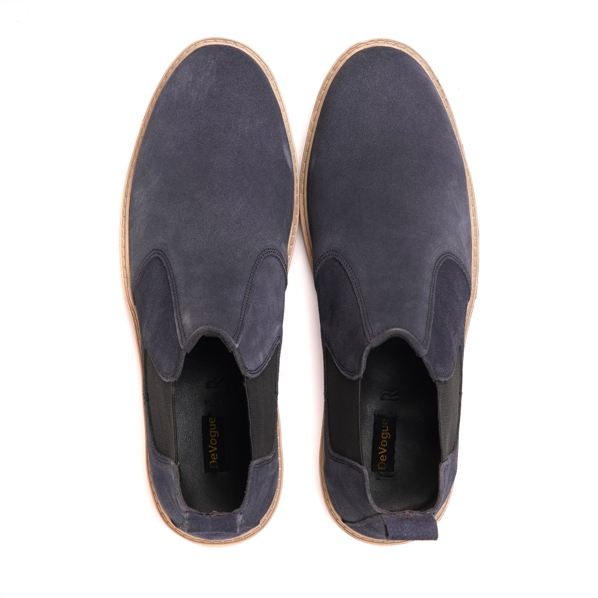 8017-Blue Suede Chelsea Boots - DeVogue