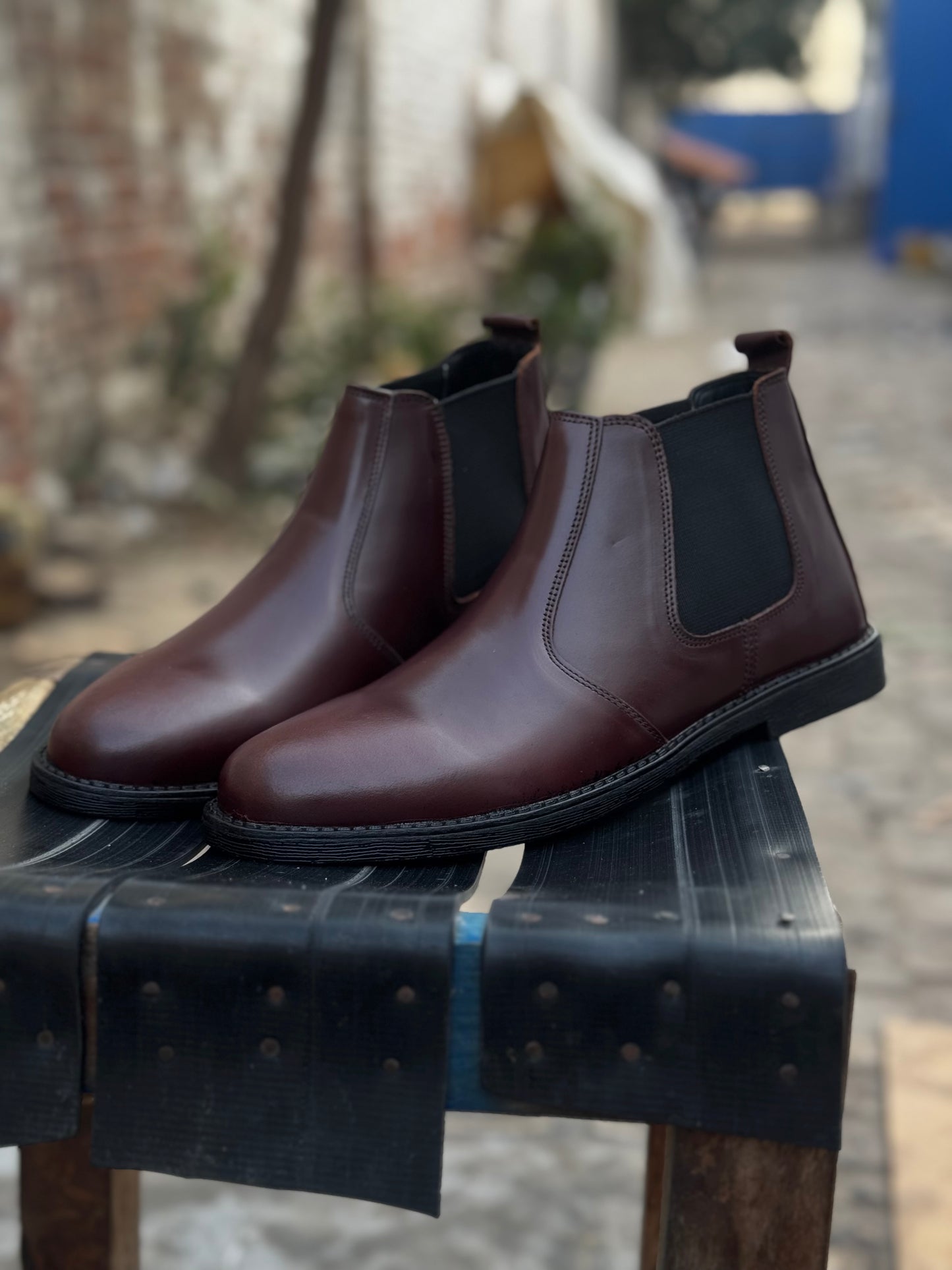 8010-Maroon Cow Leather Chelsea boots