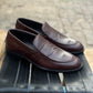 5004-Hot Maroon Cow Leather Formal Loafer Style In Rubber sole