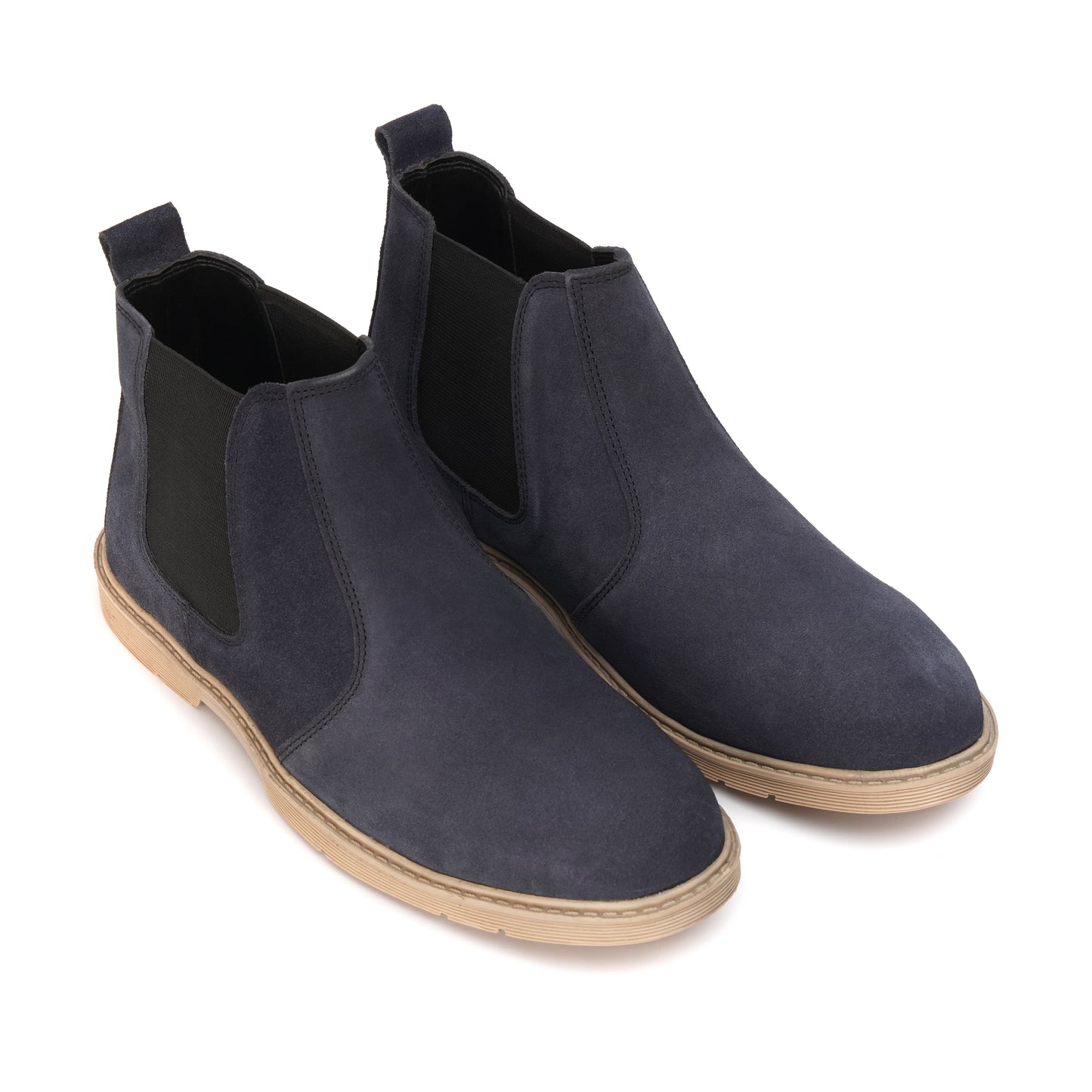 8017-Blue Suede Chelsea Boots - DeVogue