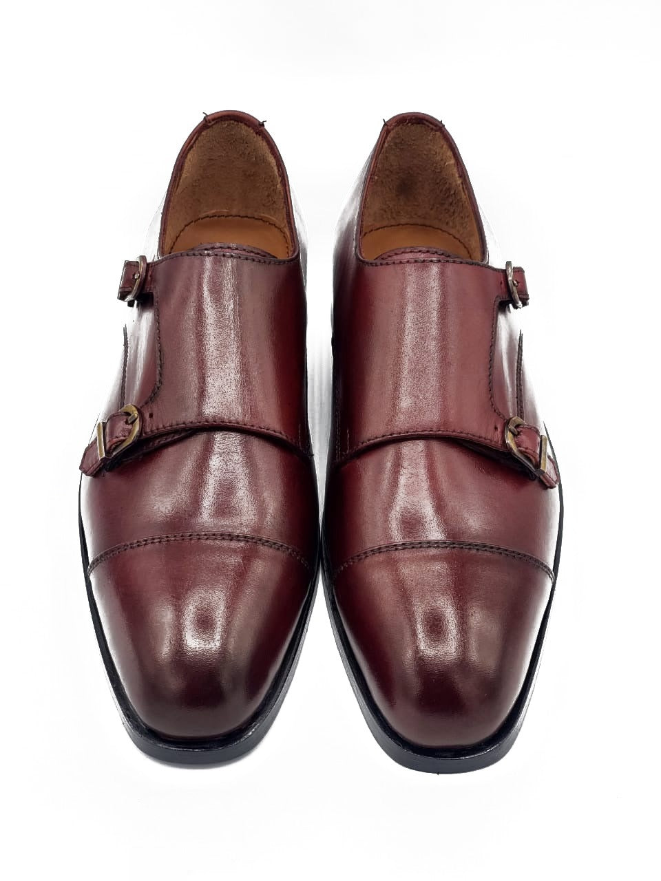 2011-Burgundy Cow Leather Formal Double Monk Style – DeVogue