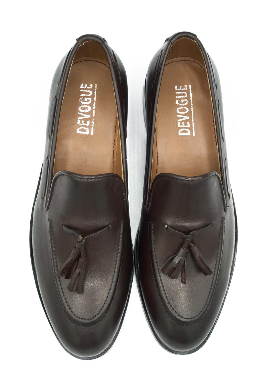 802-Brown Royal Tassel Brown Soft leather Loafers – DeVogue